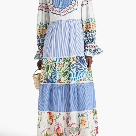 🌴 FARM Rio x Anthropologie Pineapple Beach Embroidered Maxi Dress 🍍 - Picture 8 of 14